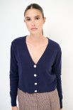 CARDIGAN BASIC CON BOTTONI GIOIELLO BLU