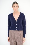 CARDIGAN BASIC CON BOTTONI GIOIELLO BLU
