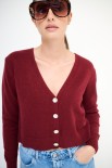 CARDIGAN BASIC CON BOTTONI GIOIELLO BORDEAUX