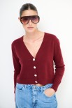 CARDIGAN BASIC CON BOTTONI GIOIELLO BORDEAUX