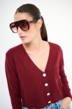 CARDIGAN BASIC CON BOTTONI GIOIELLO BORDEAUX