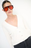 CARDIGAN BASIC CON BOTTONI GIOIELLO BURRO