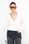 CARDIGAN BASIC CON BOTTONI GIOIELLO BURRO