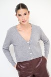 CARDIGAN BASIC CON BOTTONI GIOIELLO GRIGIO MEDIO