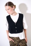CARDIGAN GILET BOTTONI GIOIELLO NERO