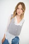 CARDIGAN GILET BOTTONI GIOIELLO GRIGIO MEDIO