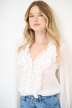 BLUSA CON DOPPIA ROUCHES DAVANTI BURRO