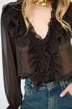 BLUSA CON DOPPIA ROUCHES DAVANTI MORO