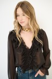 BLUSA CON DOPPIA ROUCHES DAVANTI MORO