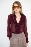 BLUSA CON DOPPIA ROUCHES DAVANTI VINO
