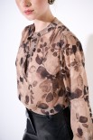 BLUSA AMPIA CON SCOLLO V SOVRAPPOSTO STAMPA BEIGE