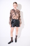BLUSA AMPIA CON SCOLLO V SOVRAPPOSTO STAMPA BEIGE