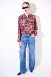 BLUSA AMPIA CON SCOLLO V SOVRAPPOSTO STAMPA VINO