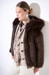 BOMBER PELLICCIA CON CAPPUCCIO E COSTINA LUREX MORO