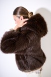 BOMBER PELLICCIA CON CAPPUCCIO E COSTINA LUREX MORO