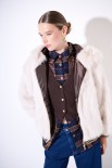 BOMBER PELLICCIA CON CAPPUCCIO E COSTINA LUREX NATURALE