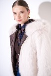 BOMBER PELLICCIA CON CAPPUCCIO E COSTINA LUREX NATURALE
