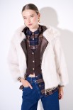 BOMBER PELLICCIA CON CAPPUCCIO E COSTINA LUREX NATURALE