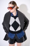SHEARLING MIDI CON BOTTONE FODERATO NERO