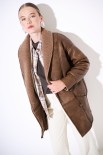 SHEARLING MIDI CON BOTTONE FODERATO MORO