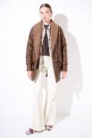 SHEARLING MIDI CON BOTTONE FODERATO MORO