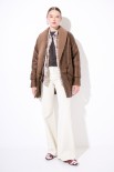 SHEARLING MIDI CON BOTTONE FODERATO MORO