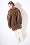 SHEARLING MIDI CON BOTTONE FODERATO MORO