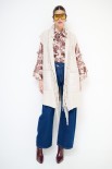 GILET FRANGE CON TASCHE PIUMINO BEIGE