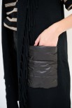 GILET FRANGE CON TASCHE PIUMINO NERO