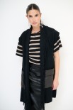 GILET FRANGE CON TASCHE PIUMINO NERO