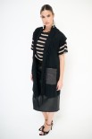 GILET FRANGE CON TASCHE PIUMINO NERO