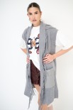 GILET FRANGE CON TASCHE PIUMINO GRIGIO