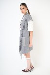 GILET FRANGE CON TASCHE PIUMINO GRIGIO