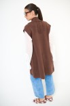 GILET FRANGE CON TASCHE PIUMINO MORO