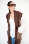 GILET FRANGE CON TASCHE PIUMINO MORO