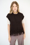 GILET OVER CROP CON FRANGE MORO