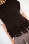 GILET OVER CROP CON FRANGE MORO