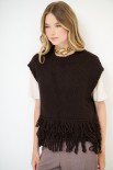 GILET OVER CROP CON FRANGE MORO