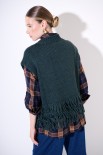 GILET OVER CROP CON FRANGE VERDE