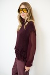 GILET OVER CROP CON FRANGE VINO