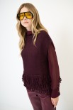 GILET OVER CROP CON FRANGE VINO