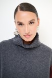 GILET COLLO ALTO CON SPACCHI LANA CACHEMIRE GRIGIO ANTRACITE