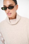 GILET COLLO ALTO CON SPACCHI LANA CACHEMIRE BEIGE