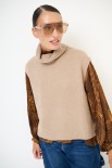 GILET COLLO ALTO CON SPACCHI LANA CACHEMIRE CAMMELLO