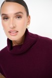 GILET COLLO ALTO CON SPACCHI LANA CACHEMIRE VINO