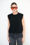 GILET CROP PARICOLLO NERO