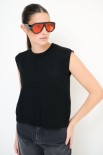 GILET CROP PARICOLLO NERO