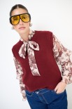 GILET CROP PARICOLLO BORDEAUX