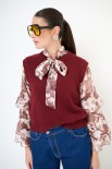 GILET CROP PARICOLLO BORDEAUX