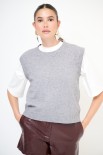 GILET CROP PARICOLLO GRIGIO MEDIO